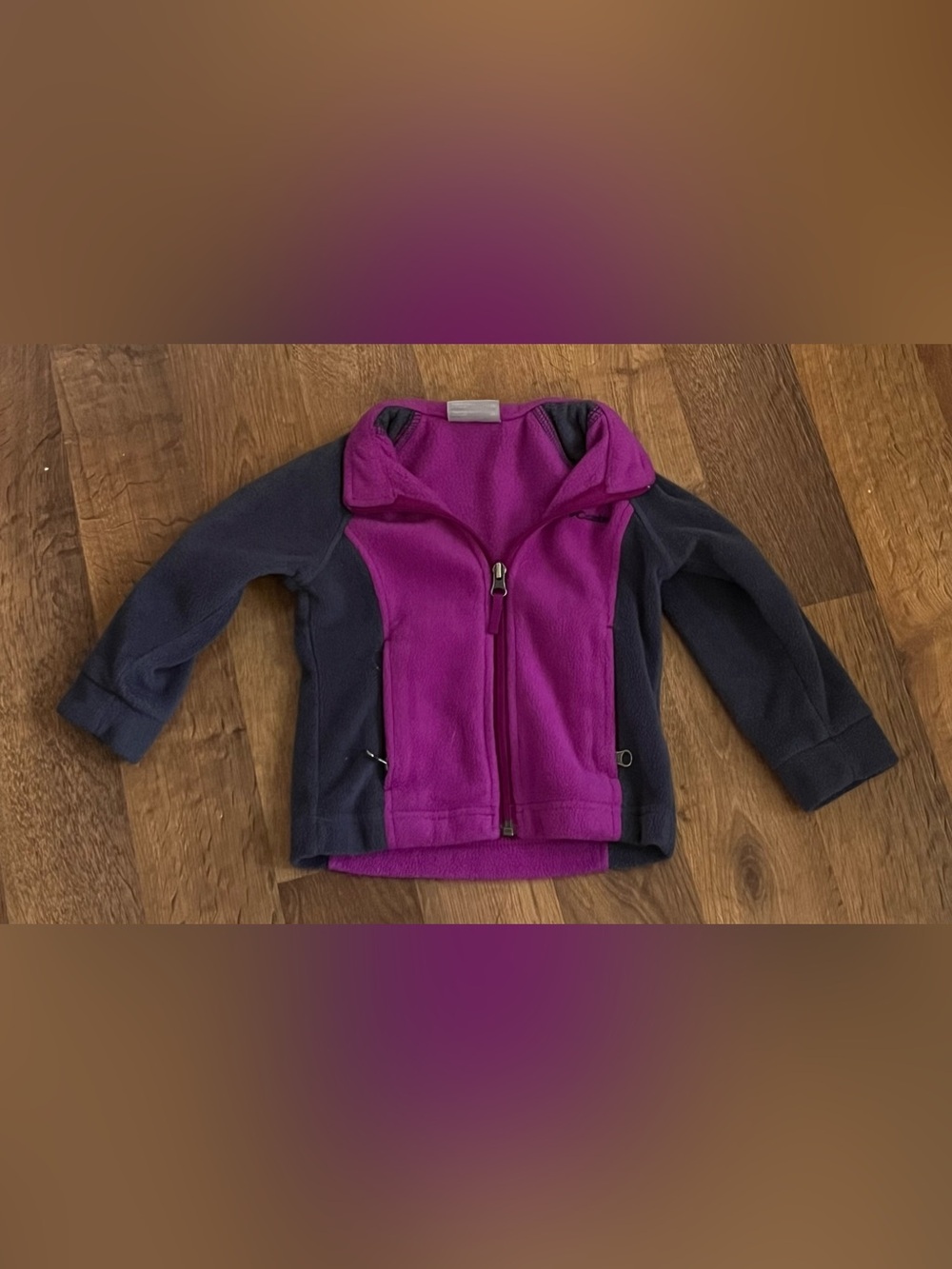 Columbia Girls 2T Full Zip Fleece Jacket Purple/Gray Colorblock Pockets